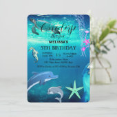 水彩シーアニマルバースデーパーティーへの招待 招待状 (スタンド正面)