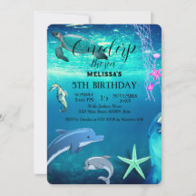 水彩シーアニマルバースデーパーティーへの招待