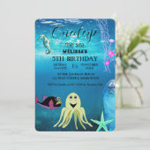 水彩シーアニマルバースデーパーティーへの招待 招待状 (スタンド正面)