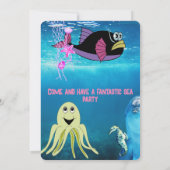 水彩シーアニマルバースデーパーティーへの招待 招待状 (裏面)