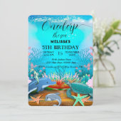水彩シーアニマルバースデーパーティーへの招待 招待状 (スタンド正面)