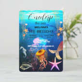 水彩シーアニマルバースデーパーティーへの招待 招待状 (スタンド正面)