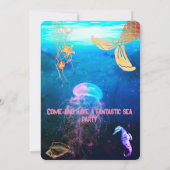 水彩シーアニマルバースデーパーティーへの招待 招待状 (裏面)