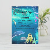 水彩シーアニマルバースデーパーティーへの招待 招待状 (スタンド正面)