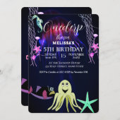 水彩シーアニマルバースデーパーティーへの招待 招待状 (正面/裏面)