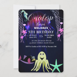 水彩シーアニマルバースデーパーティーへの招待 招待状