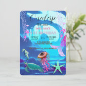 水彩シーアニマルバースデーパーティーへの招待 招待状 (スタンド正面)