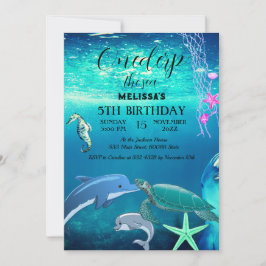 水彩シーアニマルバースデーパーティーへの招待 招待状