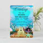 水彩シーアニマルバースデーパーティーへの招待 招待状 (スタンド正面)