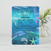 水彩シーアニマルバースデーパーティーへの招待 招待状 (スタンド正面)