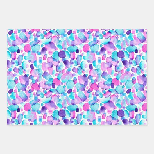 水彩シークレア絵を描ー、ストロークとサンゴ ラッピングペーパーシート (正面2)