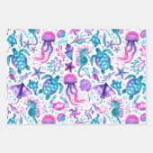 水彩シークレア絵を描ー、ストロークとサンゴ ラッピングペーパーシート (正面)