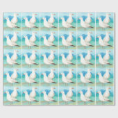 水彩シーグルズアットザビーチバード自然アート ラッピングペーパー (フラット)