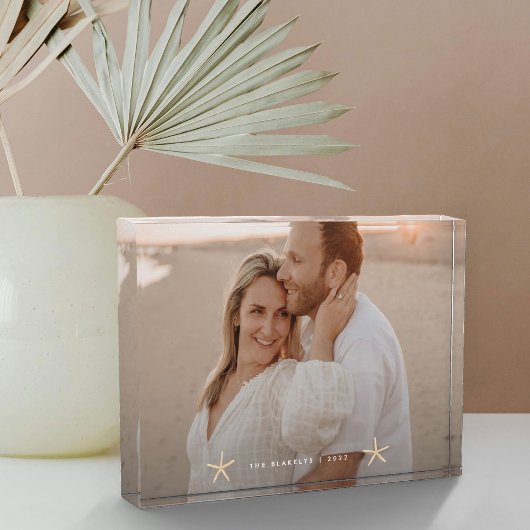 水彩シーシェルパーソナライズされた フォトブロック