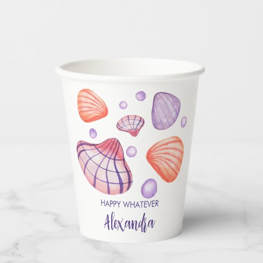 水彩シーシェル紙カップ 紙コップ (正面)