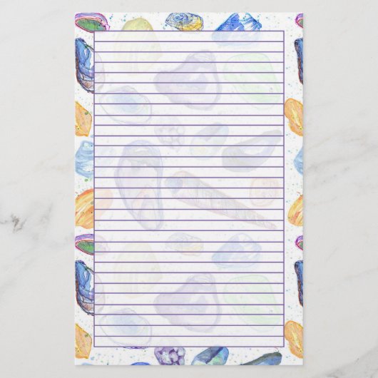 水彩シーシェル紫色の裏地 便箋 (正面)