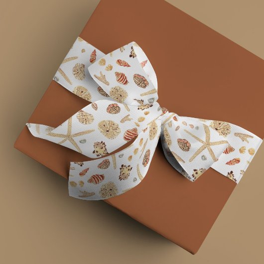 水彩シーシェル サテンリボン