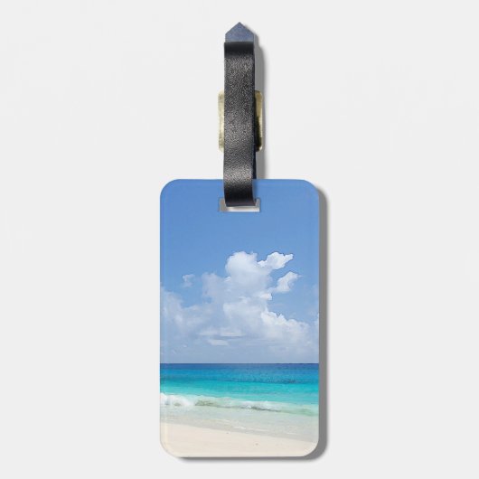 水彩シースケープウェーブスカイ雲テンプレート ラゲッジタグ (裏面縦)