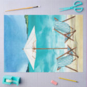 水彩シースケープシリーズデザイン1 薄葉紙 (クラフト)