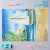 水彩シースケープシリーズデザイン6 薄葉紙 (クラフト)