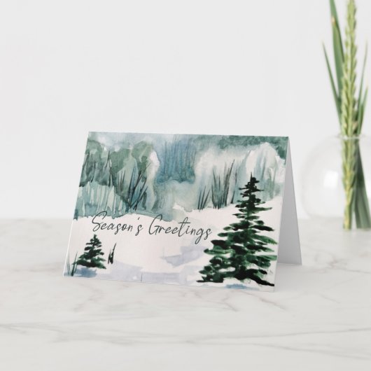 水彩シーズンの挨拶の冬の折り畳み シーズンカード (正面)