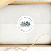 水彩シーズンズグリーティングカスタムパインツリーズ ラウンドシール