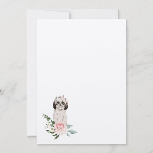 水彩シーズー(犬)珠江ペットフローラピンクローズ 招待状 (裏面)