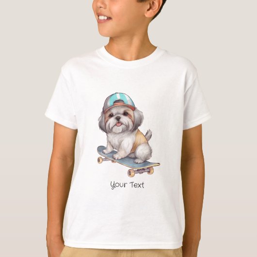 水彩シーズー（犬）Tzu Boy Tシャツ (正面)