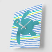 水彩シータートルしぼりストライプ スクエア壁時計 (傾斜)