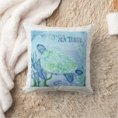 水彩シータートルサンゴクジラビーチデコールアート クッション (ブランケット)