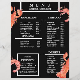 水彩シーフードカニ焼きレストランメニュー チラシ