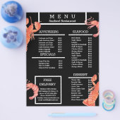 水彩シーフードカニ焼きレストランメニュー チラシ (シングル)