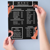 水彩シーフードカニ焼きレストランメニュー チラシ (手)
