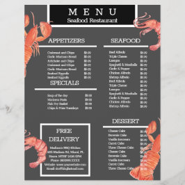 水彩シーフードカニ焼きレストランメニュー チラシ