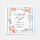 水彩シーフードナイトバースデーパーティー スタンダードカクテルナプキン (正面)