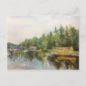水彩シープレーンアディロンダックスレイクフォレストグリーン ポストカード (正面)