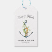 水彩シーホースといかり航海の結婚ズ ギフトタグ (正面)