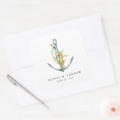 水彩シーホースといかり航海の結婚ズ スクエアシール (封筒)