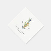 水彩シーホースといかり航海の結婚ズ スタンダードカクテルナプキン (角)