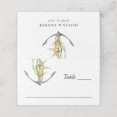 水彩シーホースといかり航海の結婚ズ プレイスカード (外部開封)