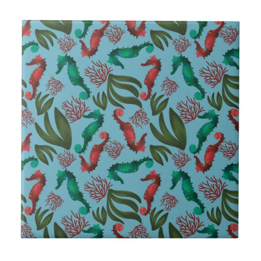 水彩シーホースのパタ航海のーン タイル (正面)