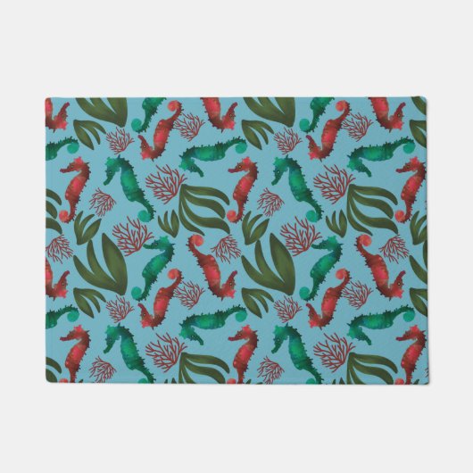 水彩シーホースのパタ航海のーン ドアマット (正面)