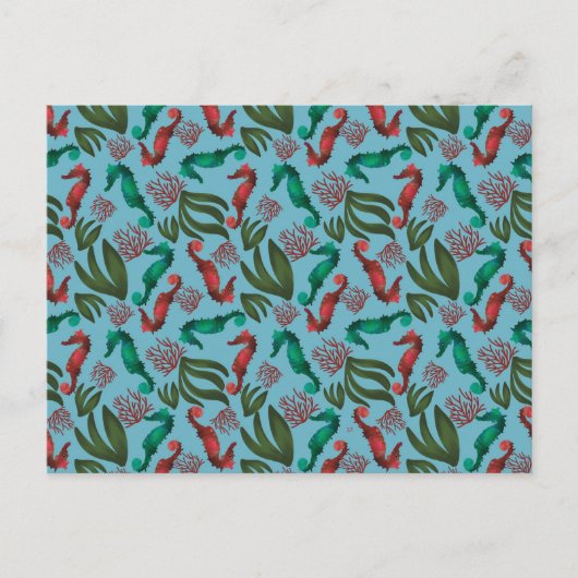 水彩シーホースのパタ航海のーン ポストカード (正面)