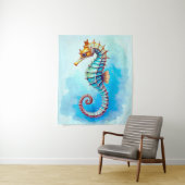 水彩シーホースターコイズ タペストリー (インサイチュ)