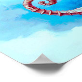 水彩シーホースターコイズ ポスター (角)