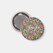 水彩シーホースピンク航海のパーソナライズされた マグネット (正面/裏面)