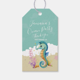 水彩シーホース海誕生日ありがとう ギフトタグ