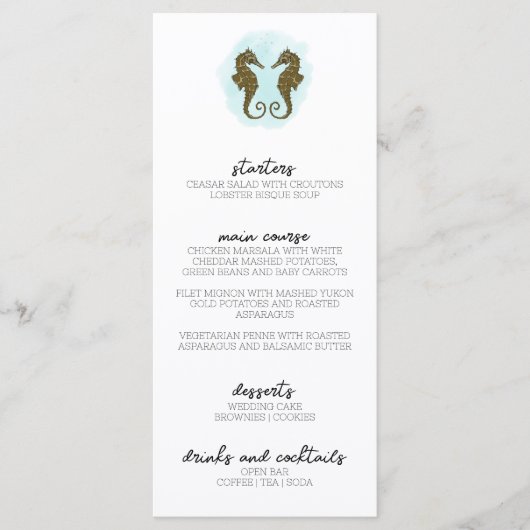 水彩シーホース結婚のメニュー メニュー (正面)