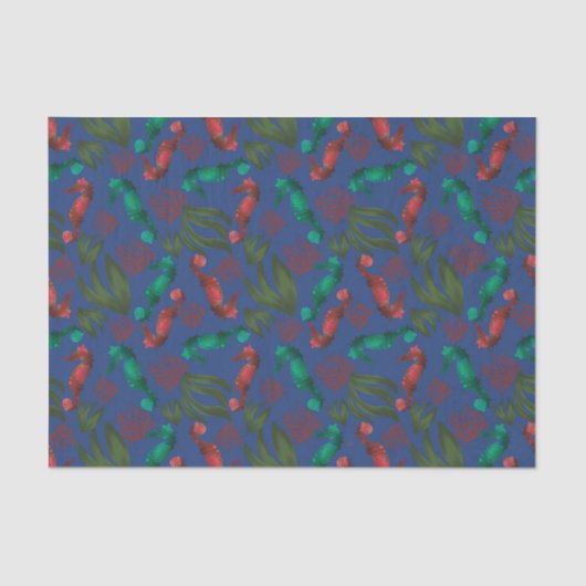 水彩シーホース藍パタ航海のーン 薄葉紙 (正面)