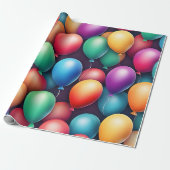 水彩シームレカラフルームバルーン誕生日 ラッピングペーパー (アンロールド)